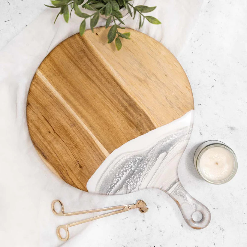 Round Cheese Paddle Acacia Boards *Different colours available