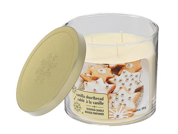 VANILLA SHORTBREAD 14 OZ 3 WICK JAR CANDLE WITH METAL LID