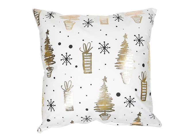 PILLOW WITH GOLD FOIL (PRESENTS AND TREES) 18"x18"