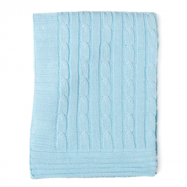 Blue Cable Knit Baby Blanket